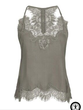 GOLD HAWK LACE TRIM Silk CAMISOLE XS